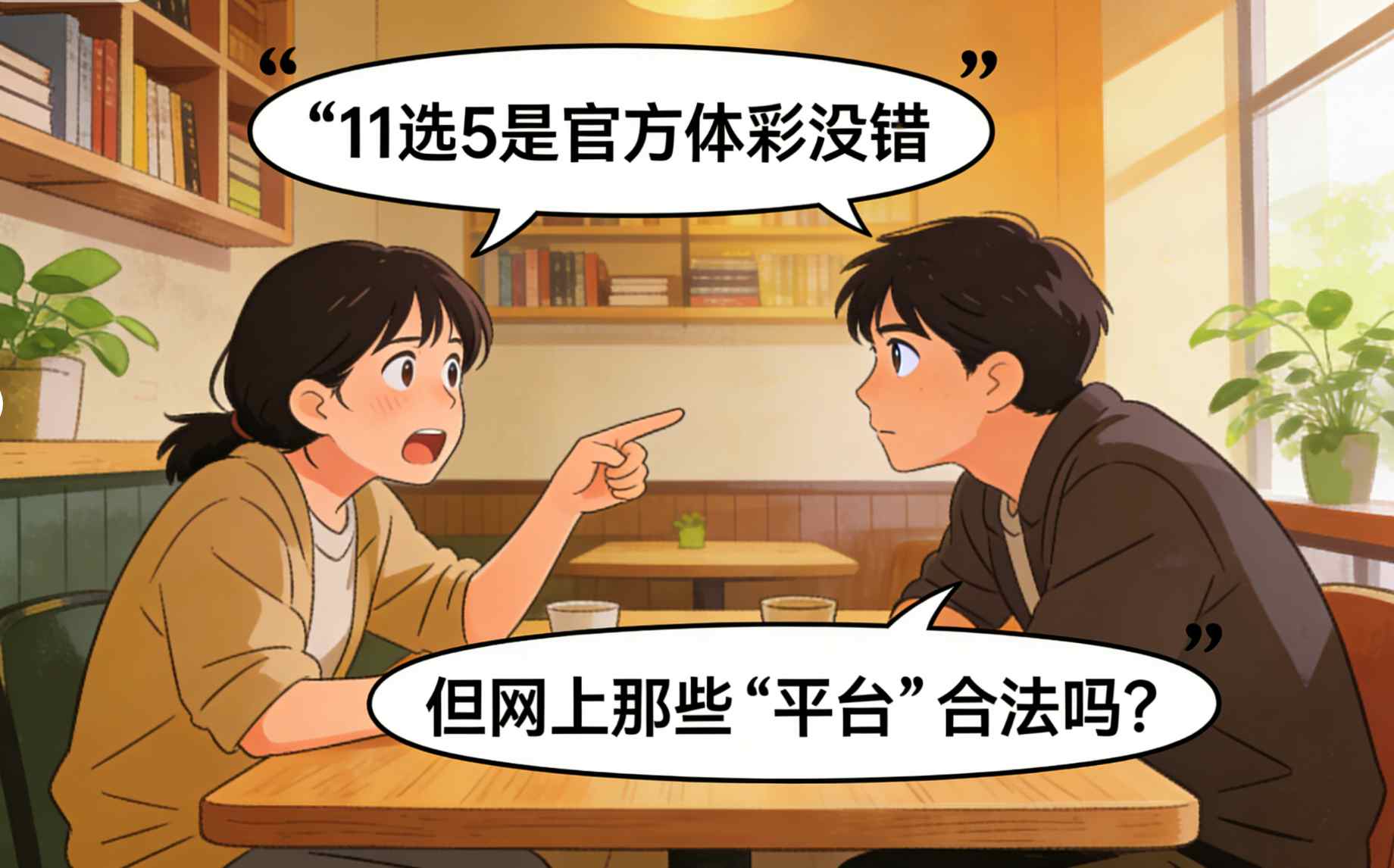 ”我忍不住插嘴：“11选5是官方体彩没错，但网上那些‘平台’合法吗？